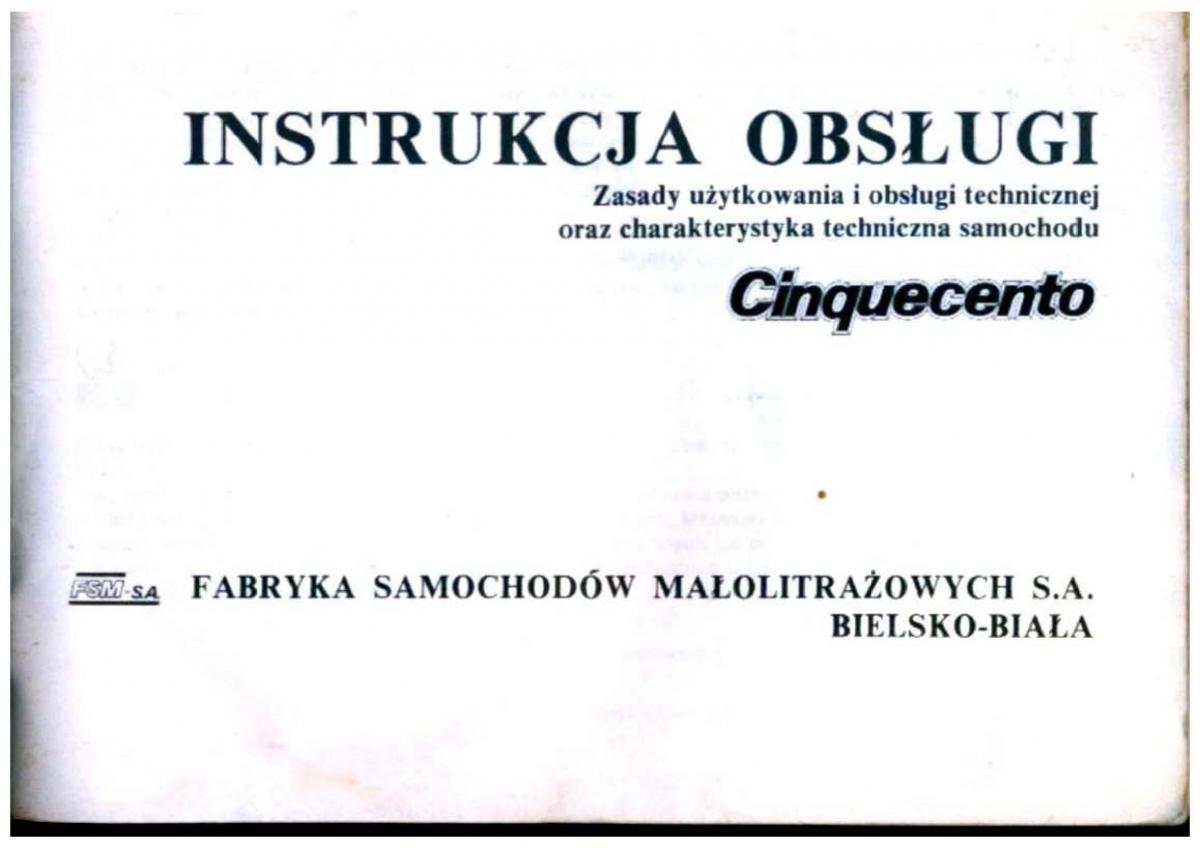 Fiat Cinquecento instrukcja obslugi / page 2