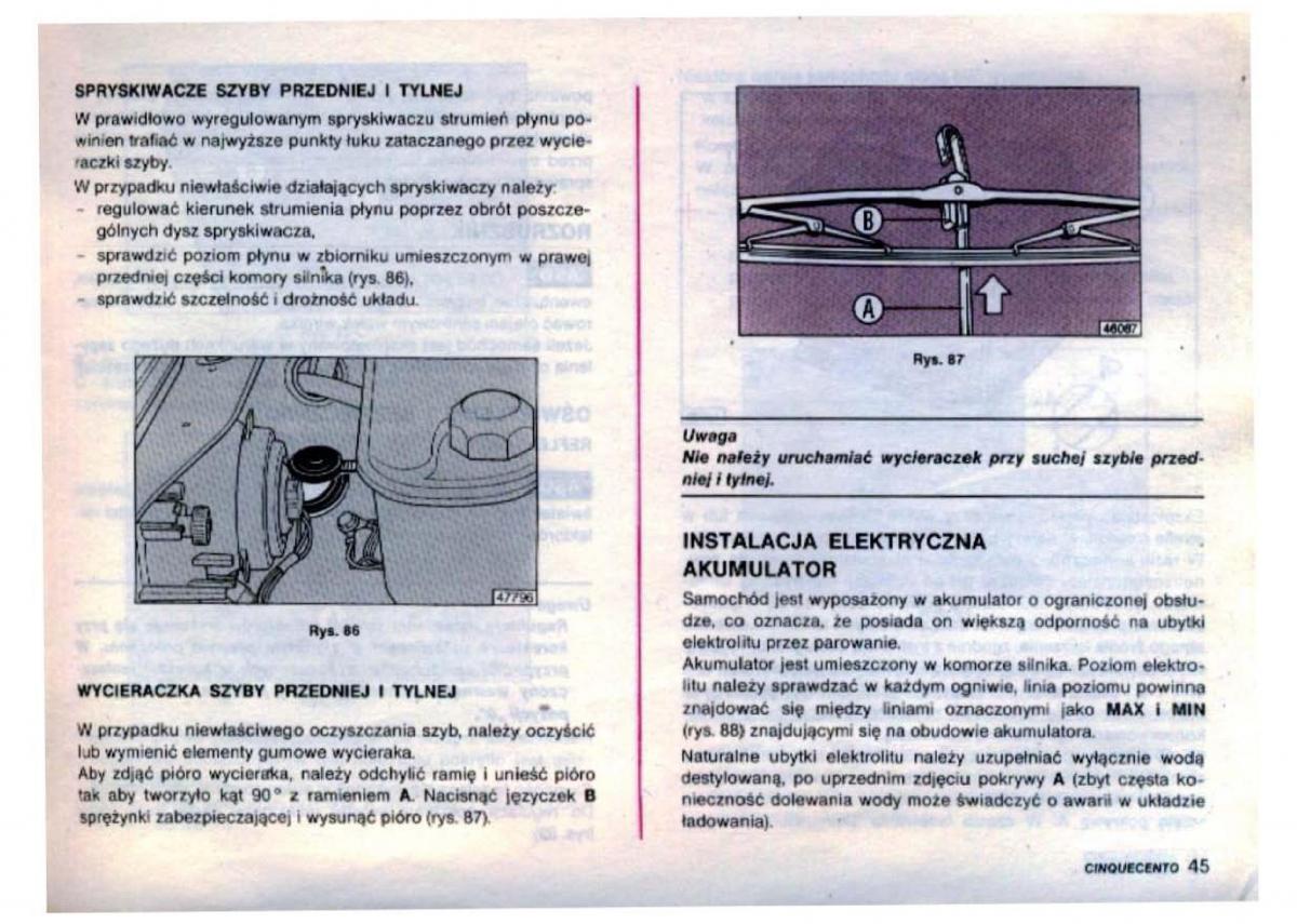 Fiat Cinquecento instrukcja obslugi / page 47