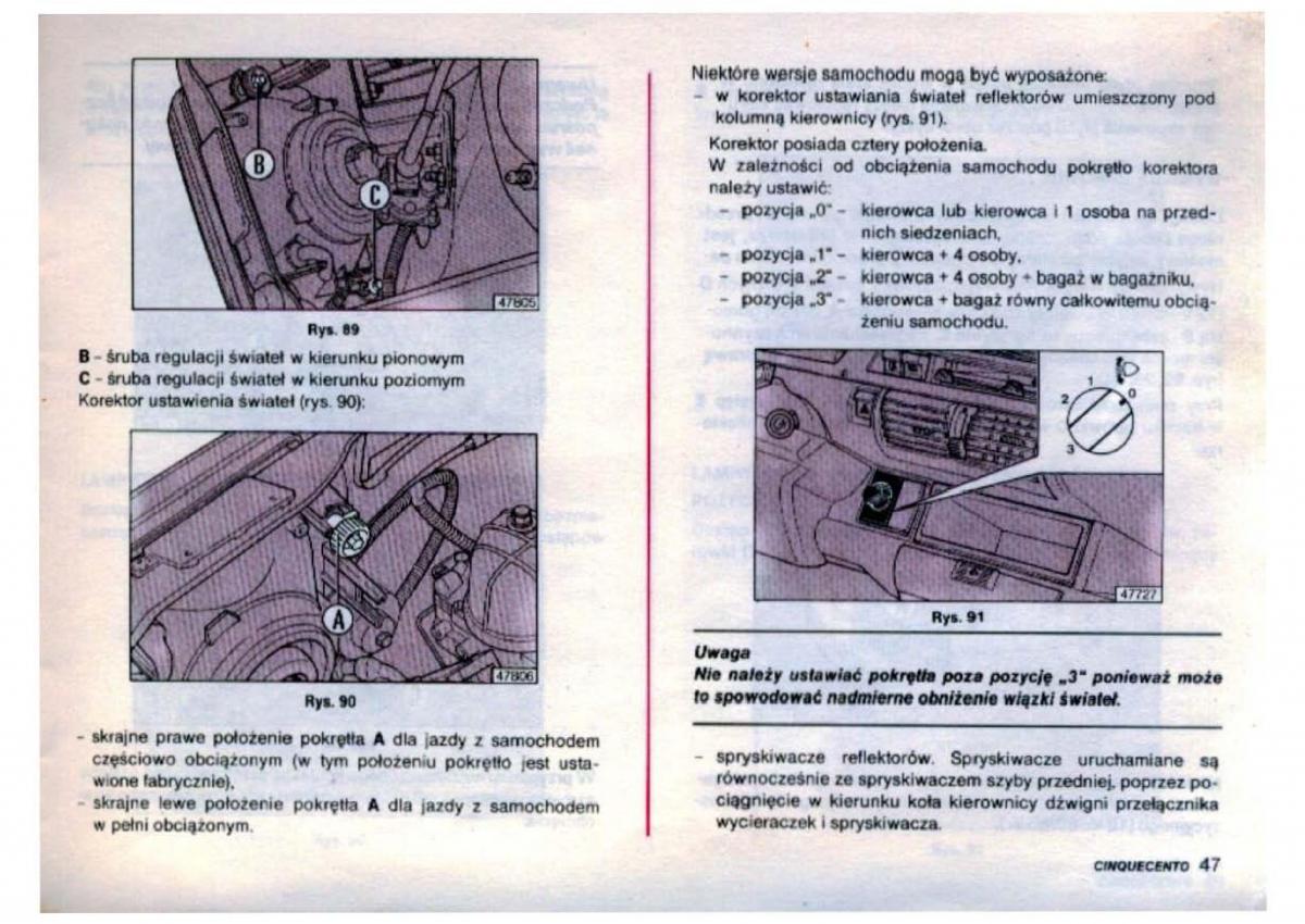 Fiat Cinquecento instrukcja obslugi / page 49