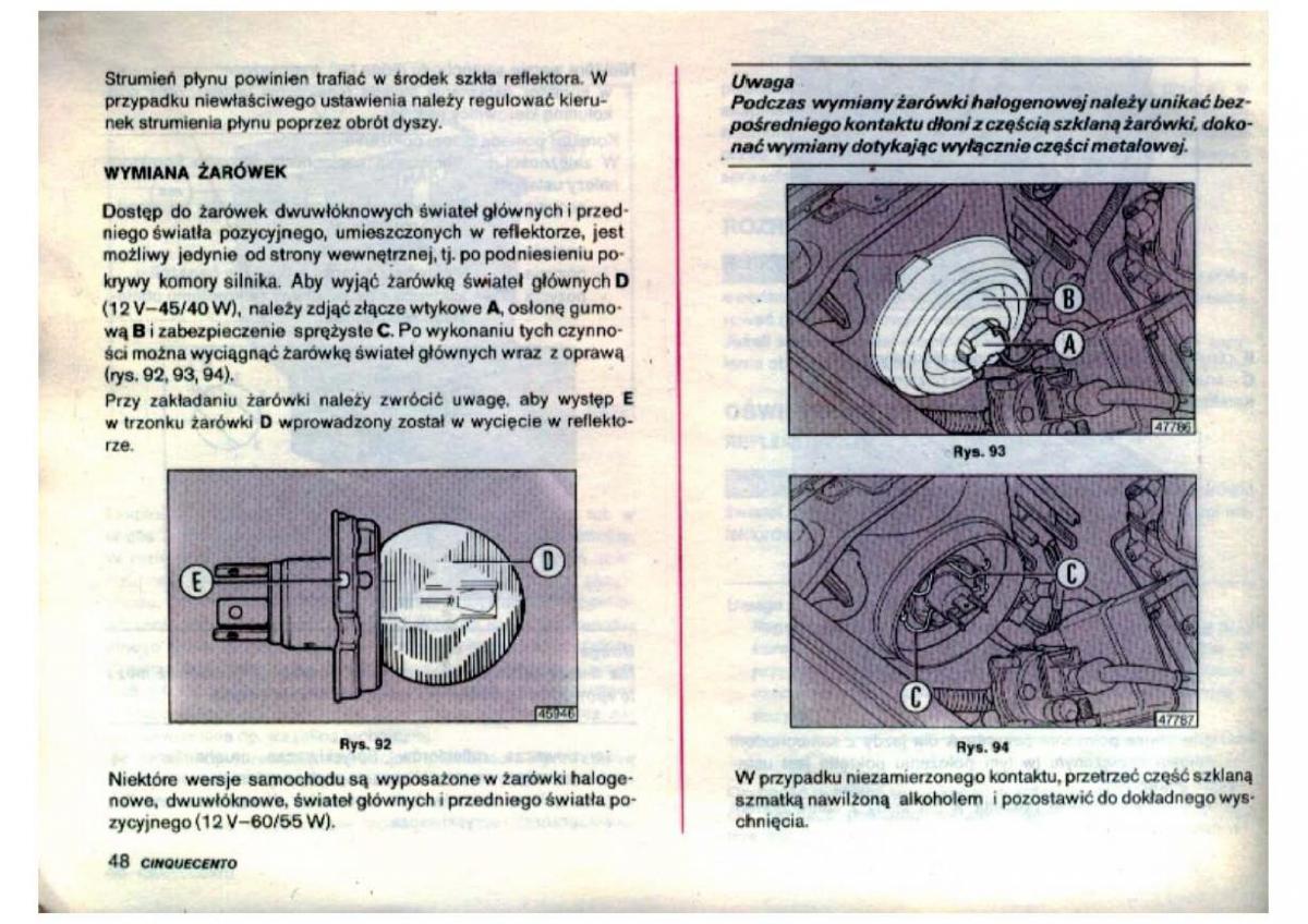 Fiat Cinquecento instrukcja obslugi / page 50