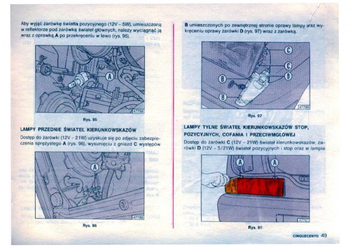 Fiat Cinquecento instrukcja obslugi / page 51