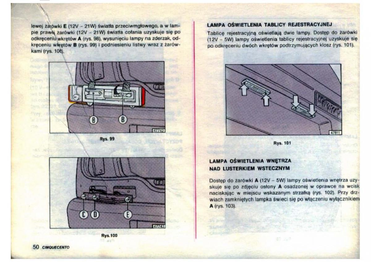 Fiat Cinquecento instrukcja obslugi / page 52