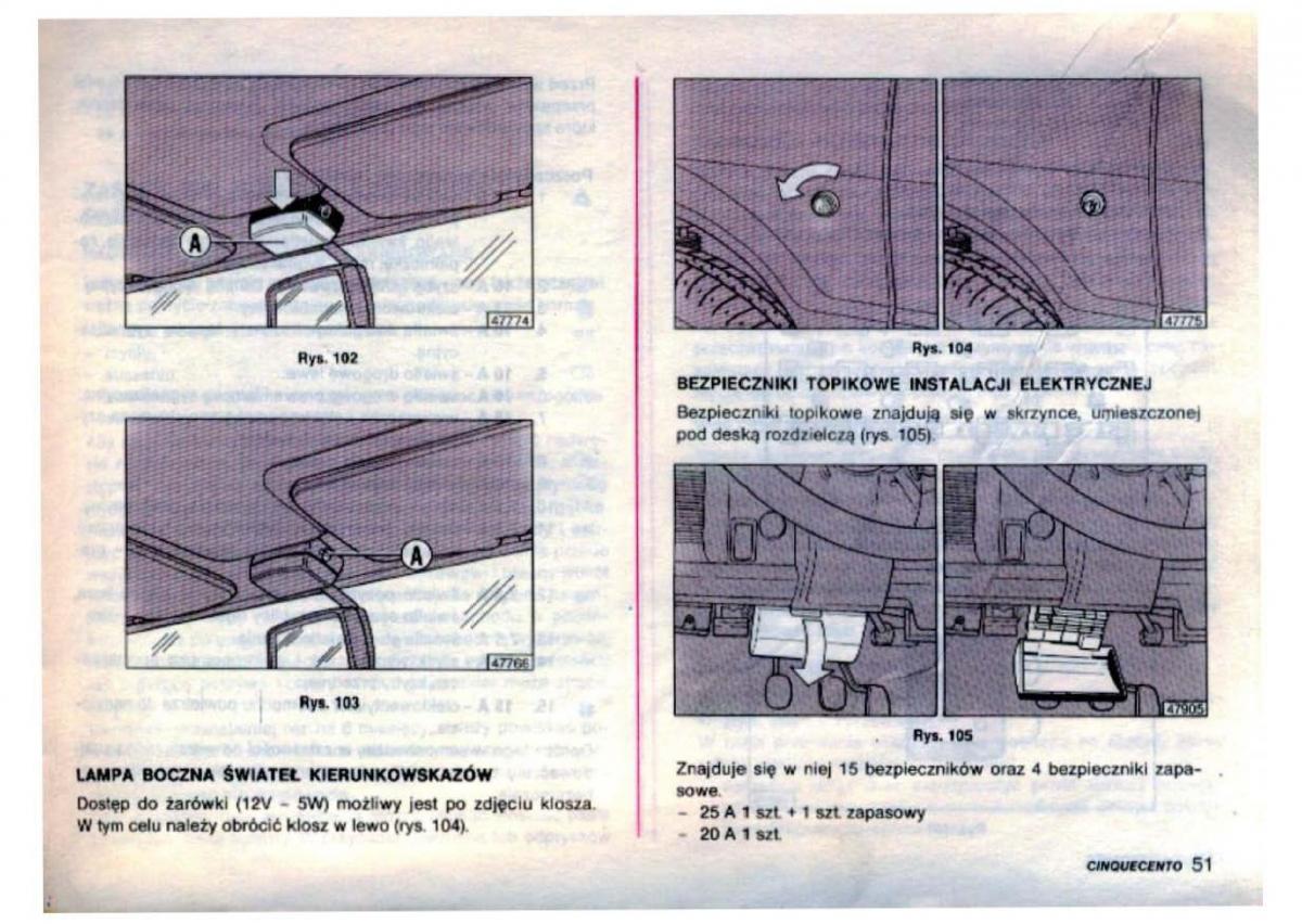 Fiat Cinquecento instrukcja obslugi / page 53