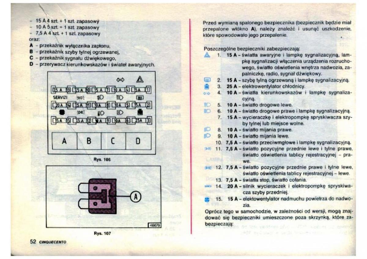 Fiat Cinquecento instrukcja obslugi / page 54