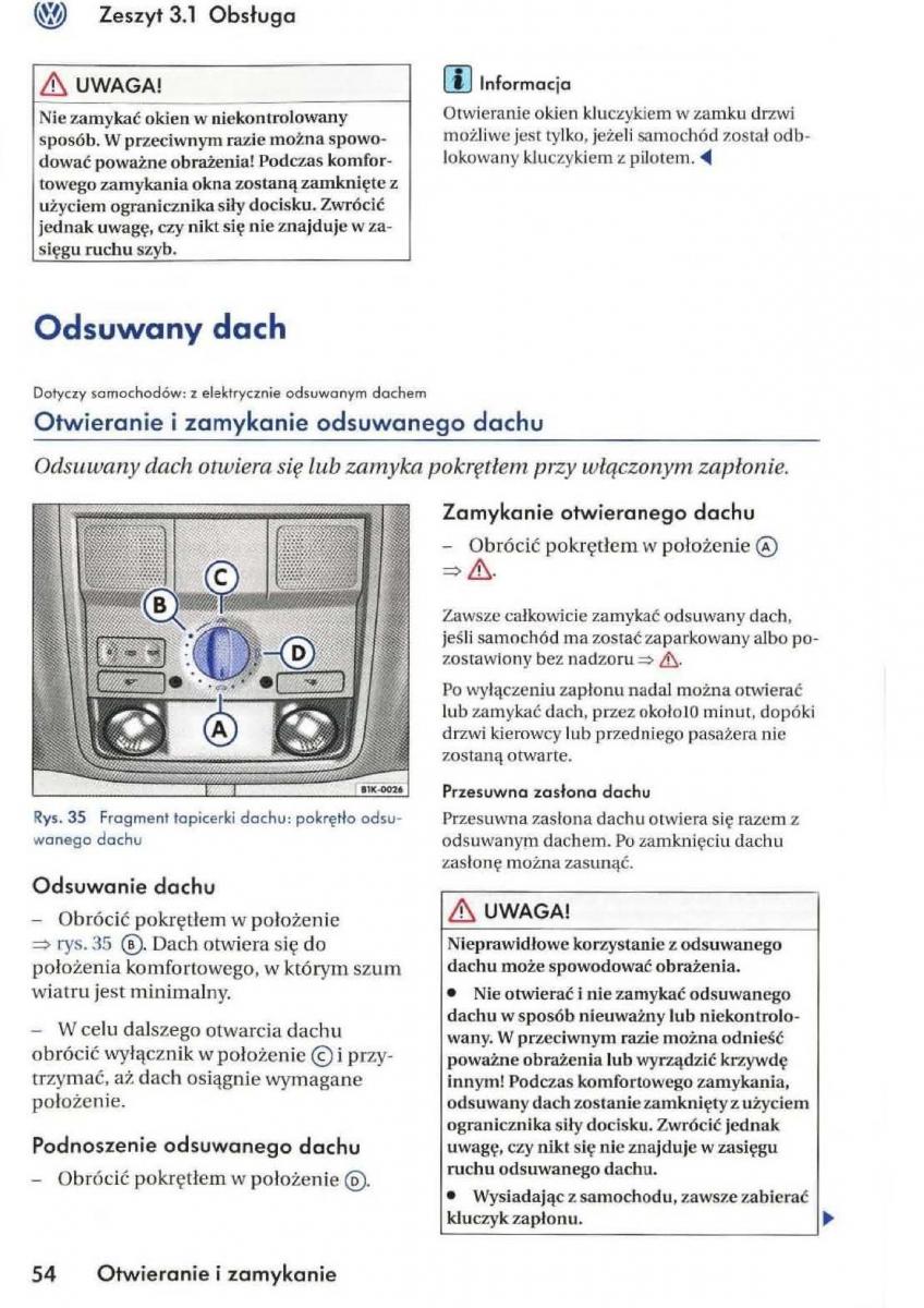 VW Golf V 5 Rabbit instrukcja obslugi / page 56