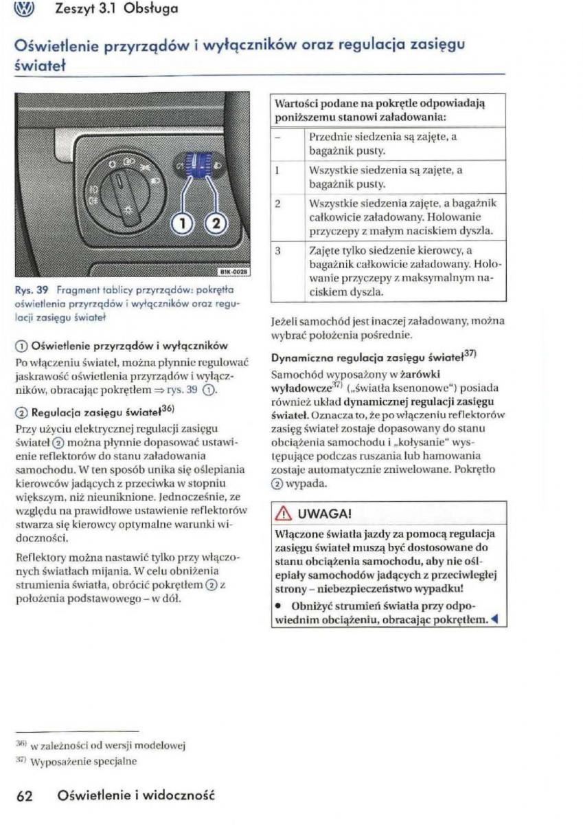 VW Golf V 5 Rabbit instrukcja obslugi / page 64