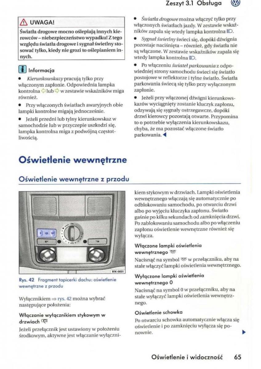 VW Golf V 5 Rabbit instrukcja obslugi / page 67