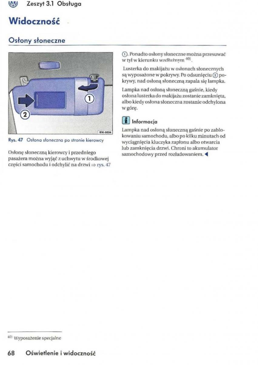 VW Golf V 5 Rabbit instrukcja obslugi / page 70