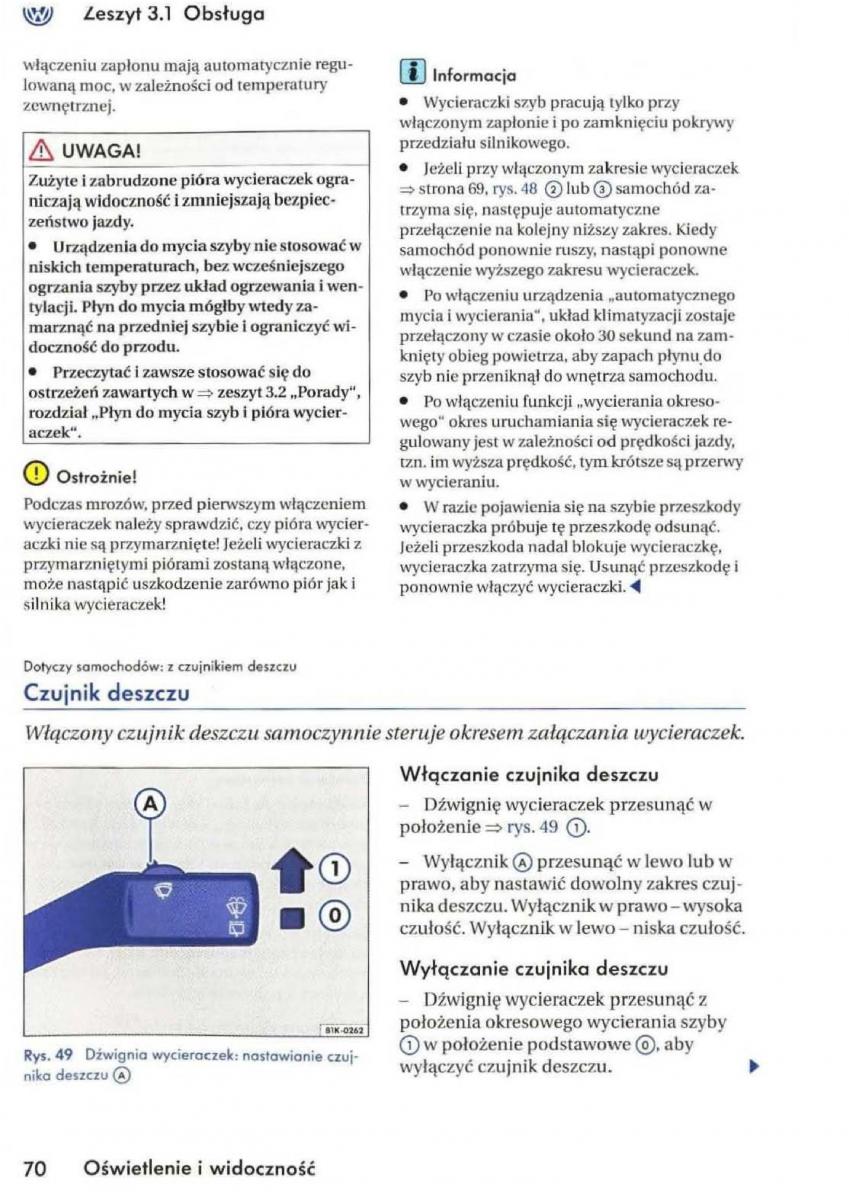 VW Golf V 5 Rabbit instrukcja obslugi / page 72