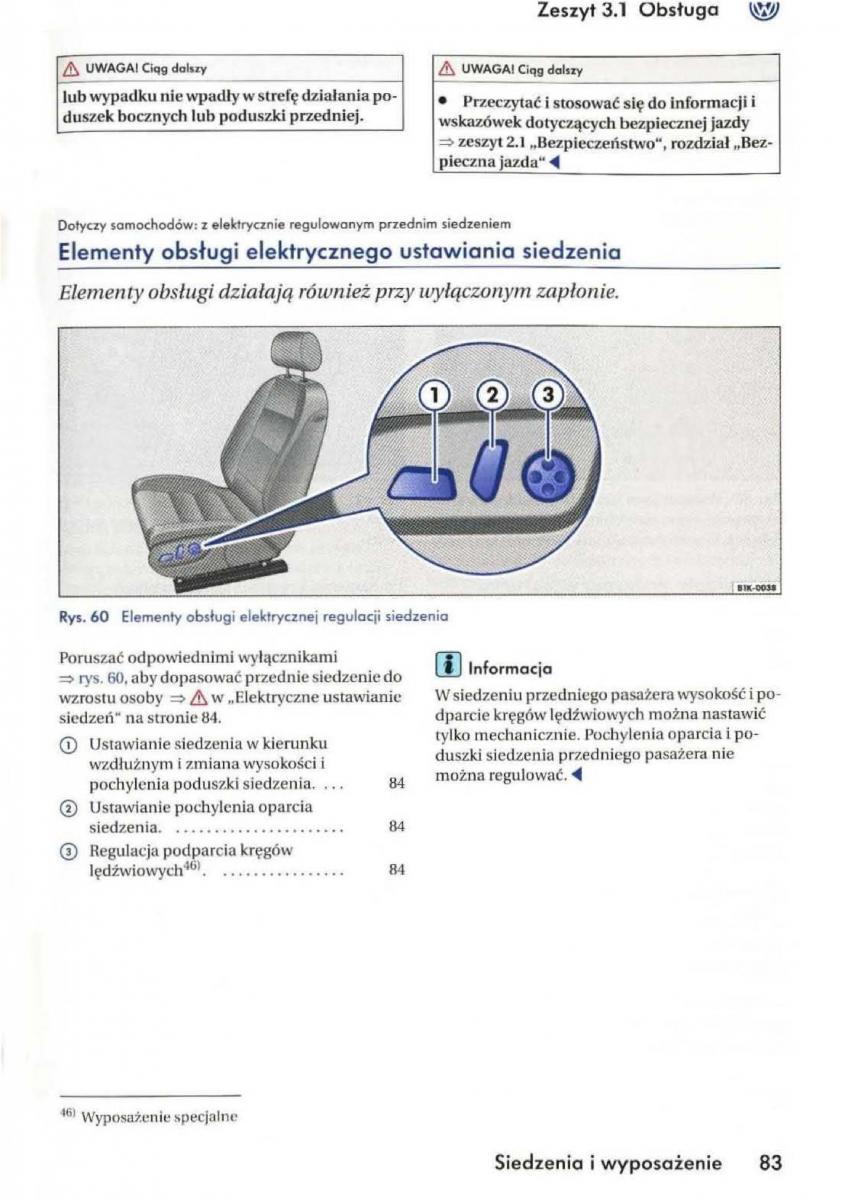 VW Golf V 5 Rabbit instrukcja obslugi / page 85