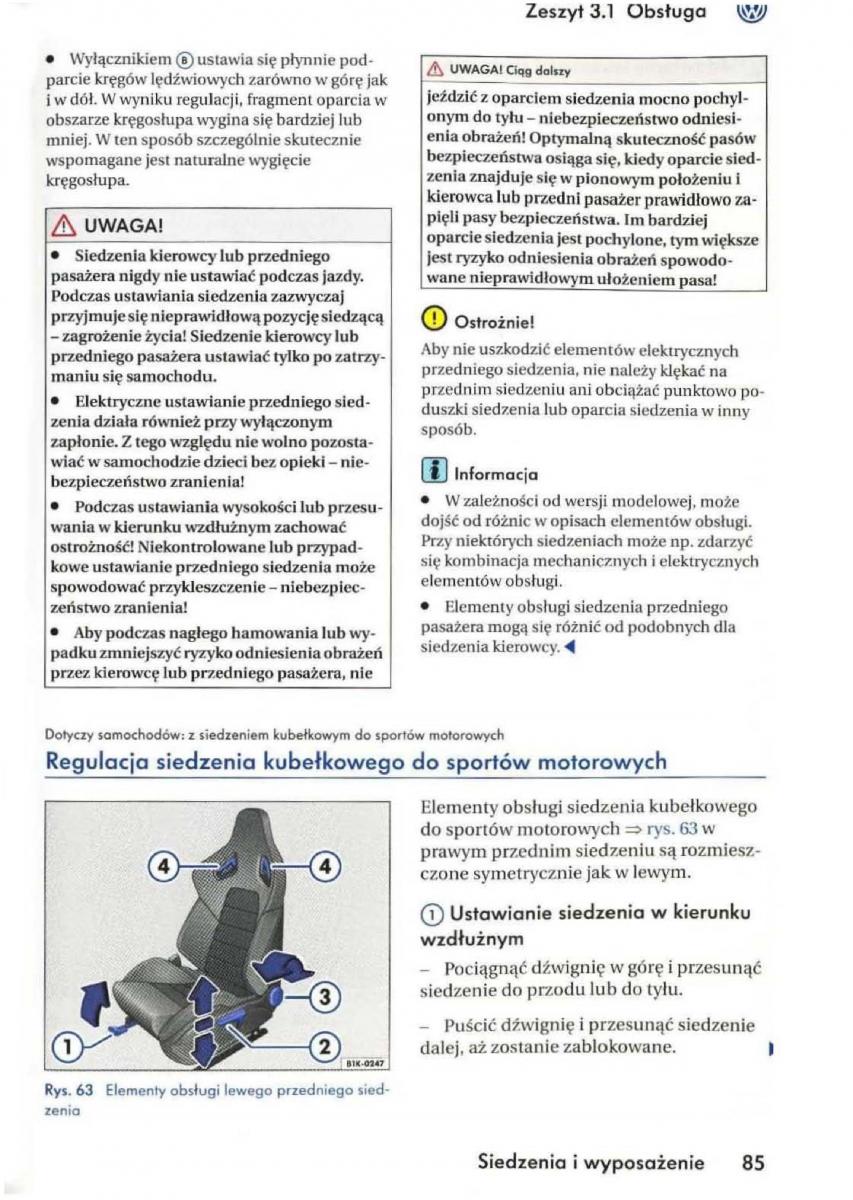 VW Golf V 5 Rabbit instrukcja obslugi / page 87