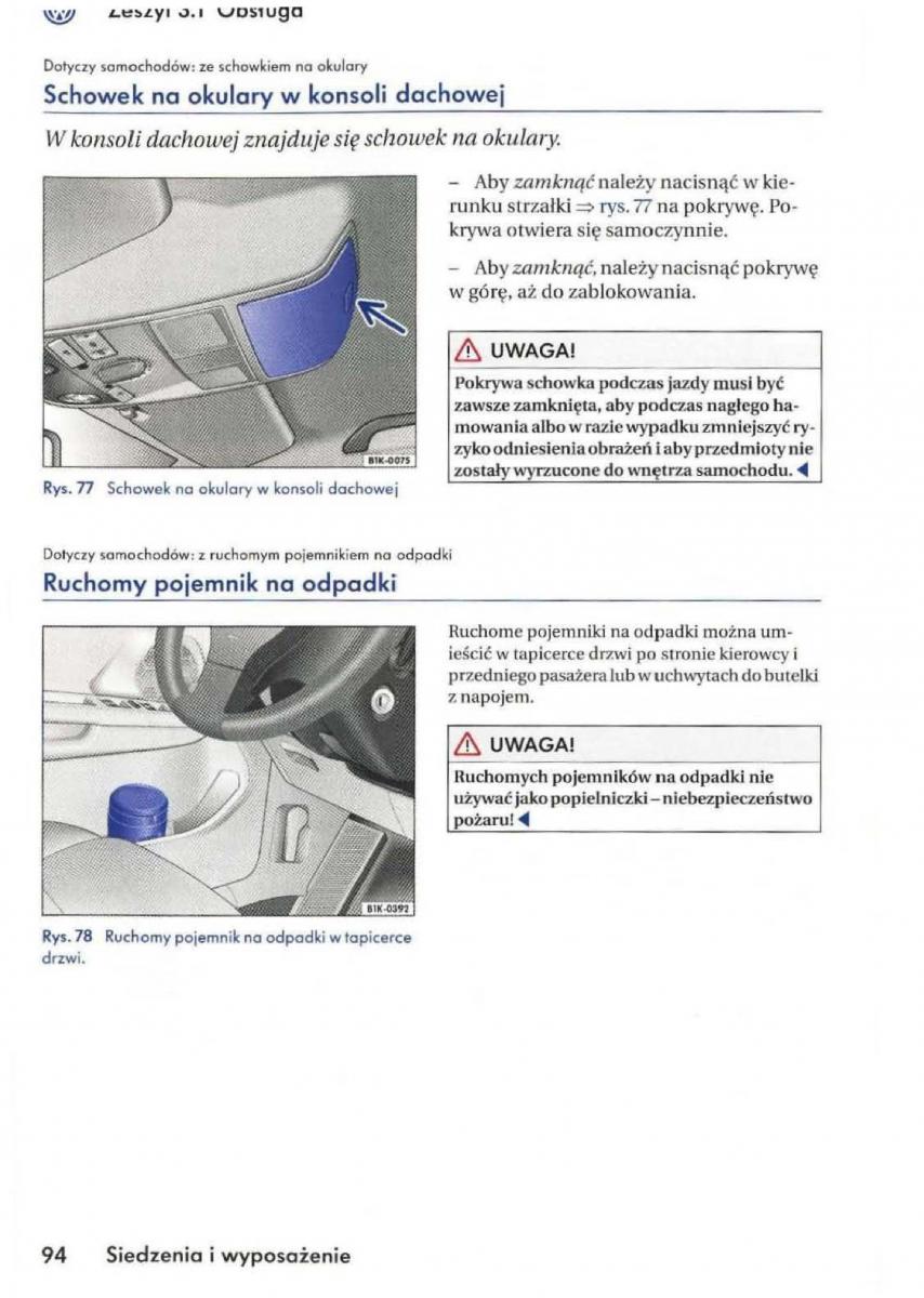 VW Golf V 5 Rabbit instrukcja obslugi / page 96