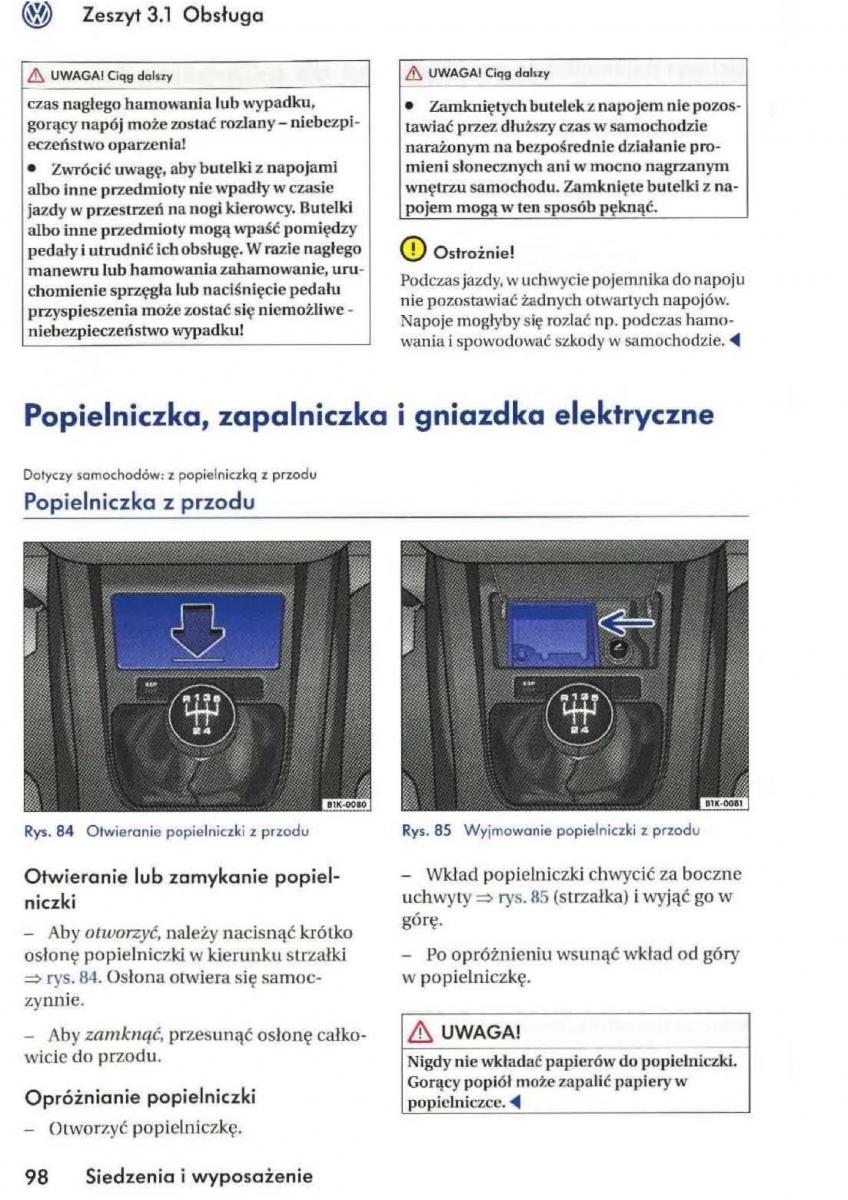 VW Golf V 5 Rabbit instrukcja obslugi / page 100