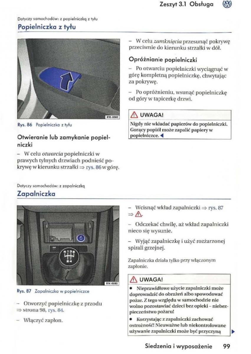 VW Golf V 5 Rabbit instrukcja obslugi / page 101