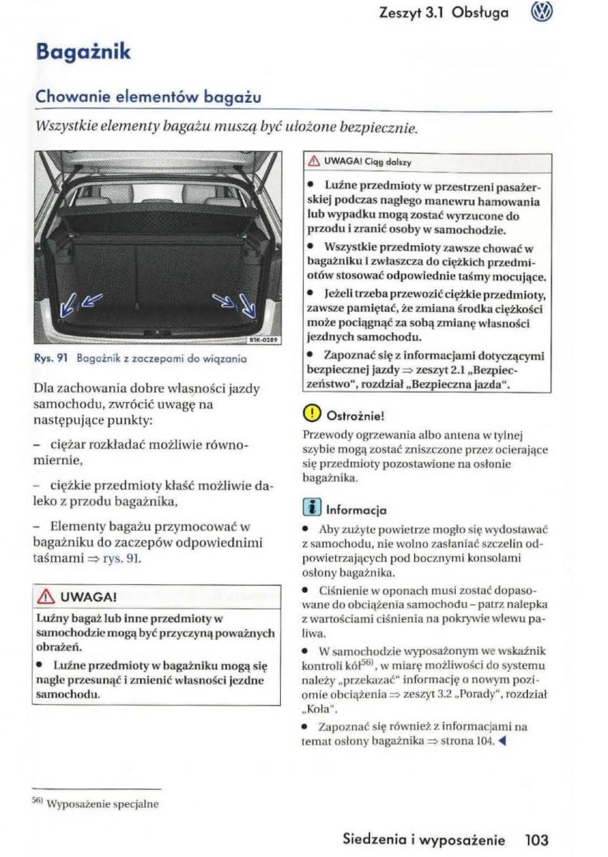 VW Golf V 5 Rabbit instrukcja obslugi / page 105