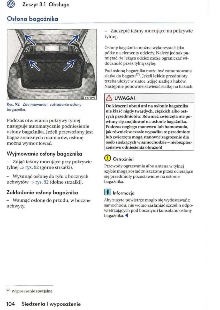 VW Golf V 5 Rabbit instrukcja obslugi / page 106