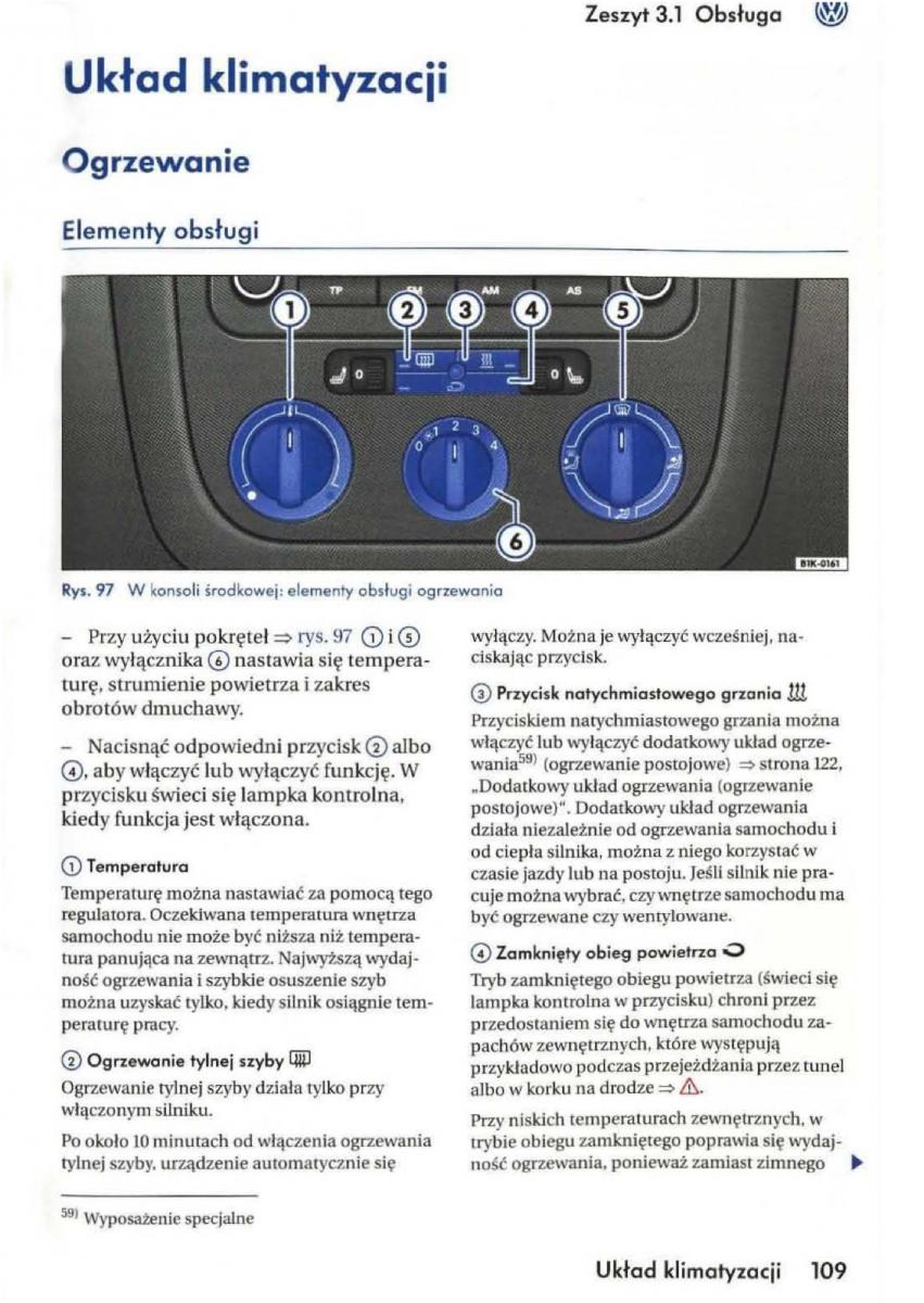 VW Golf V 5 Rabbit instrukcja obslugi / page 111