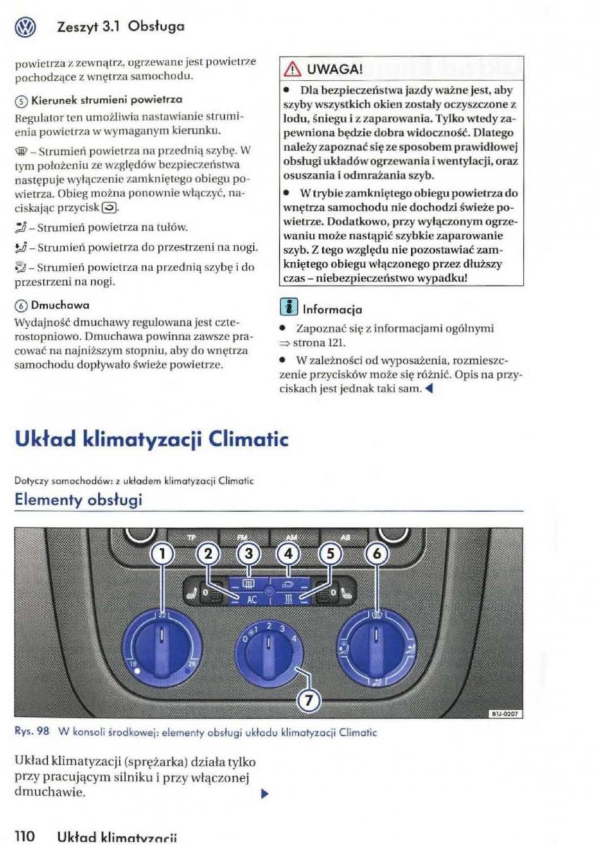 VW Golf V 5 Rabbit instrukcja obslugi / page 112