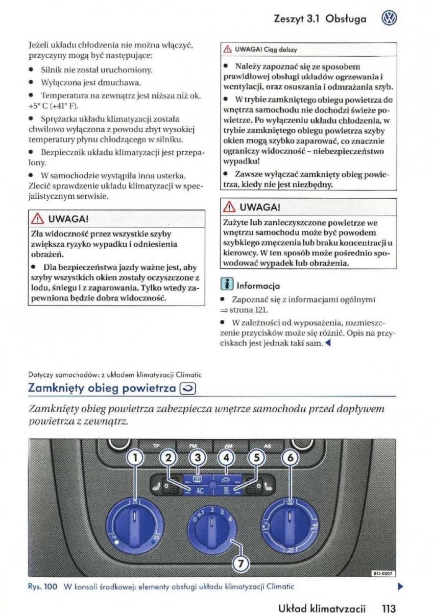 VW Golf V 5 Rabbit instrukcja obslugi / page 115