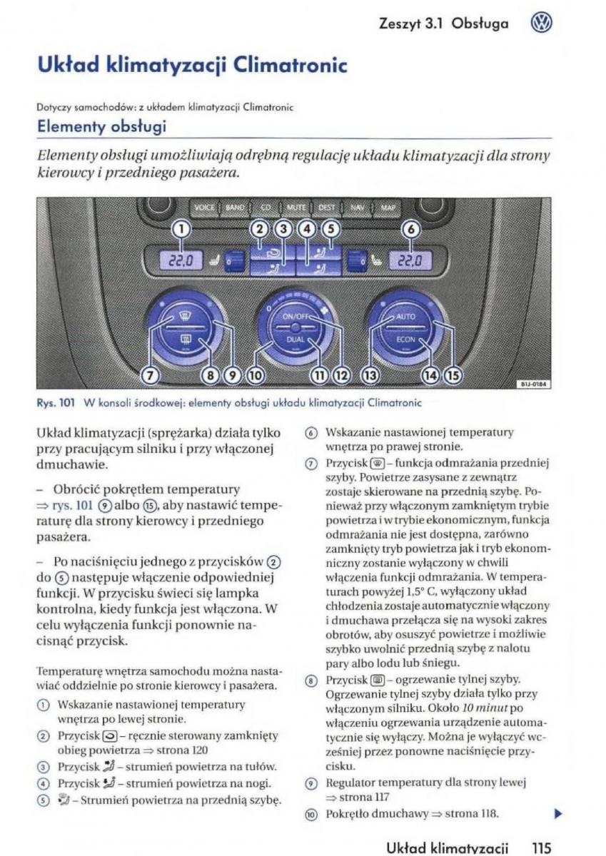 VW Golf V 5 Rabbit instrukcja obslugi / page 117