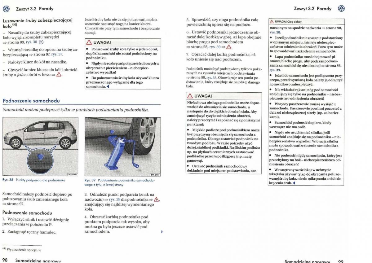 VW Golf V 5 Rabbit instrukcja obslugi / page 206