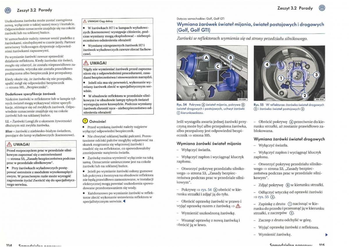 VW Golf V 5 Rabbit instrukcja obslugi / page 214