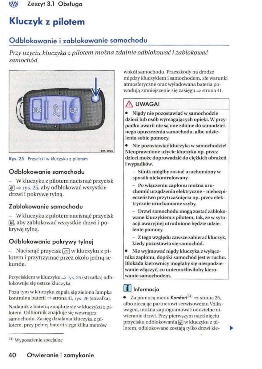 VW Golf V 5 Rabbit instrukcja obslugi / page 42