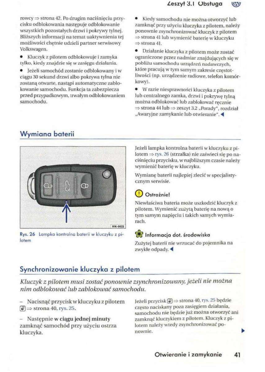 VW Golf V 5 Rabbit instrukcja obslugi / page 43