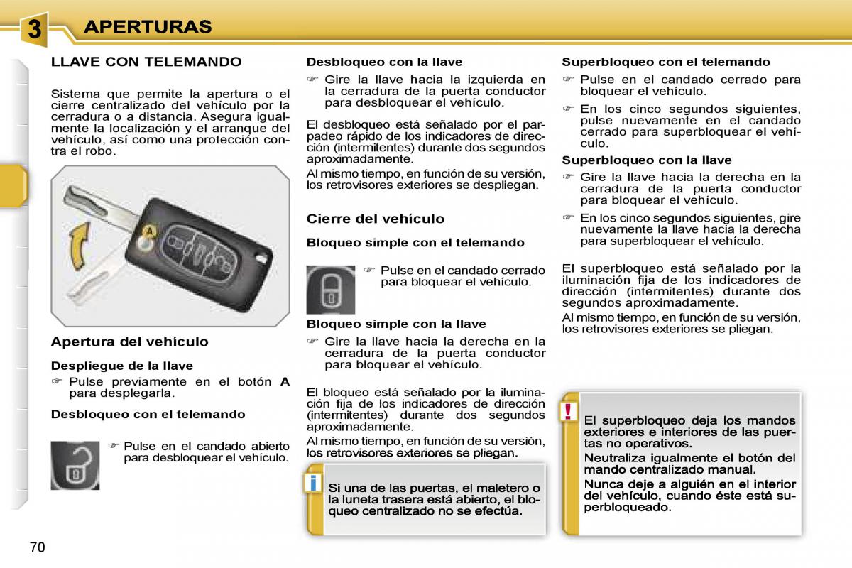 Peugeot 207 manual del propietario / page 68