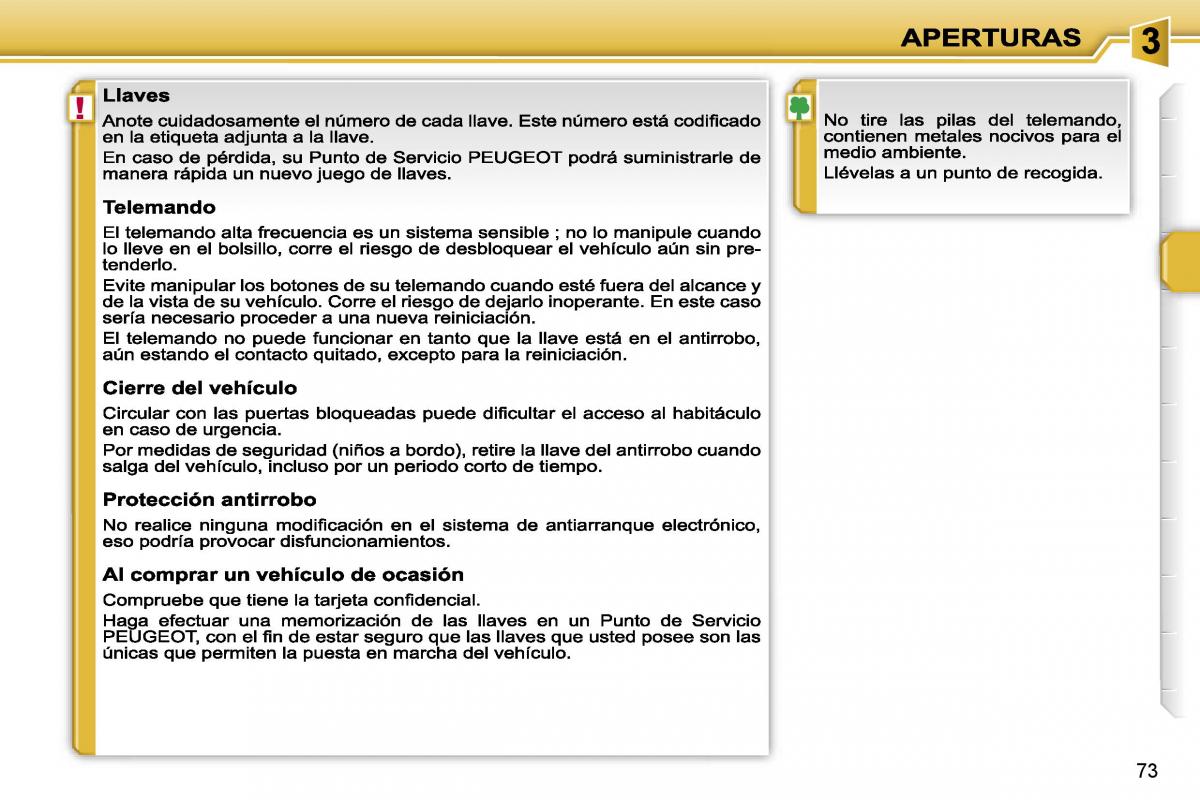 Peugeot 207 manual del propietario / page 71