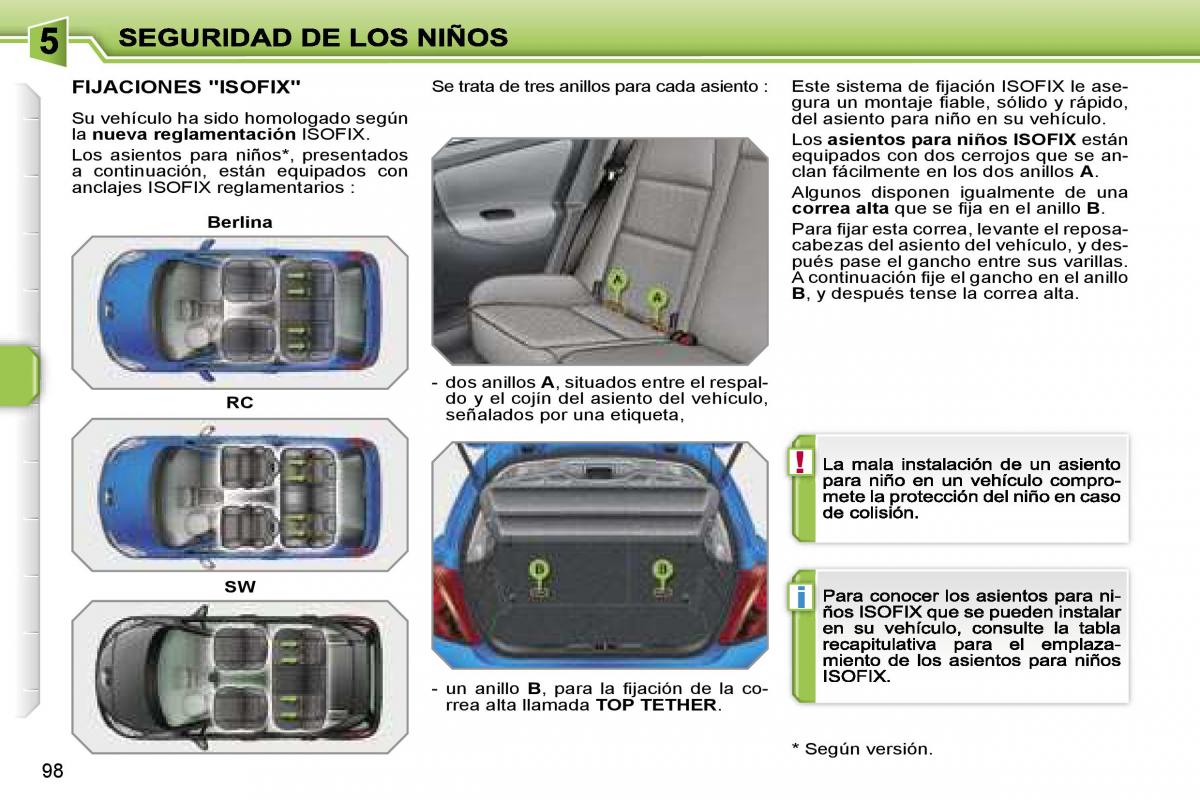 Peugeot 207 manual del propietario / page 104