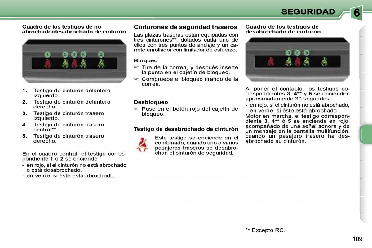 Peugeot 207 manual del propietario / page 115