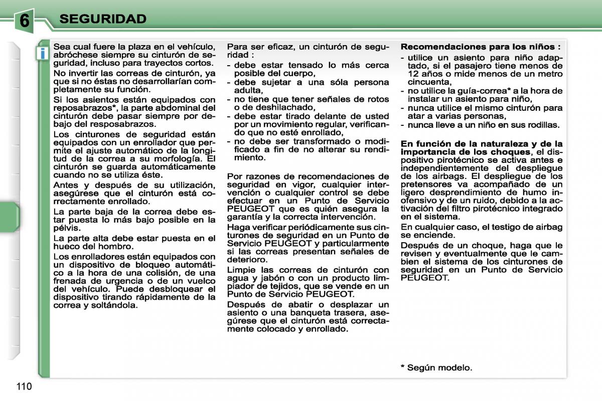 Peugeot 207 manual del propietario / page 116