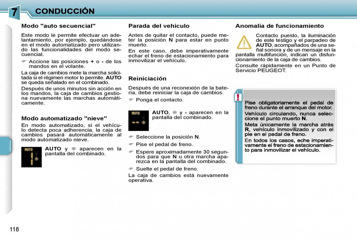 Peugeot 207 manual del propietario / page 124