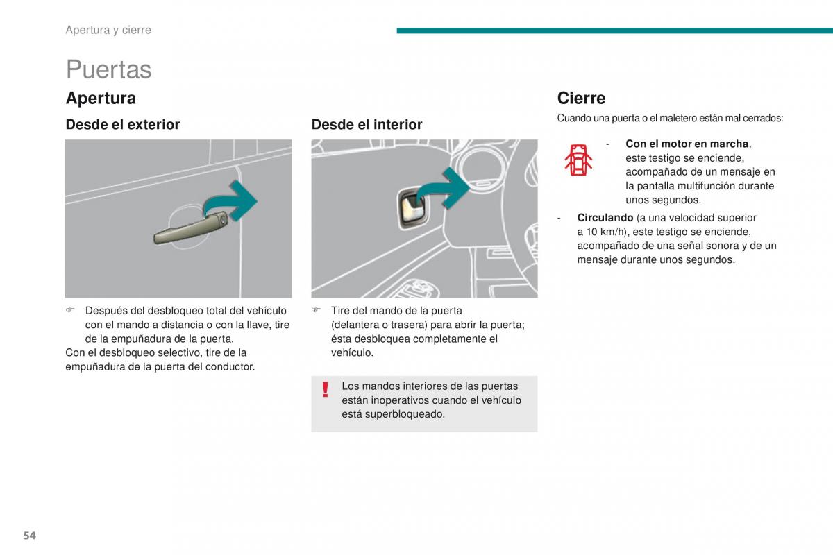 Peugeot 3008 manual del propietario / page 56