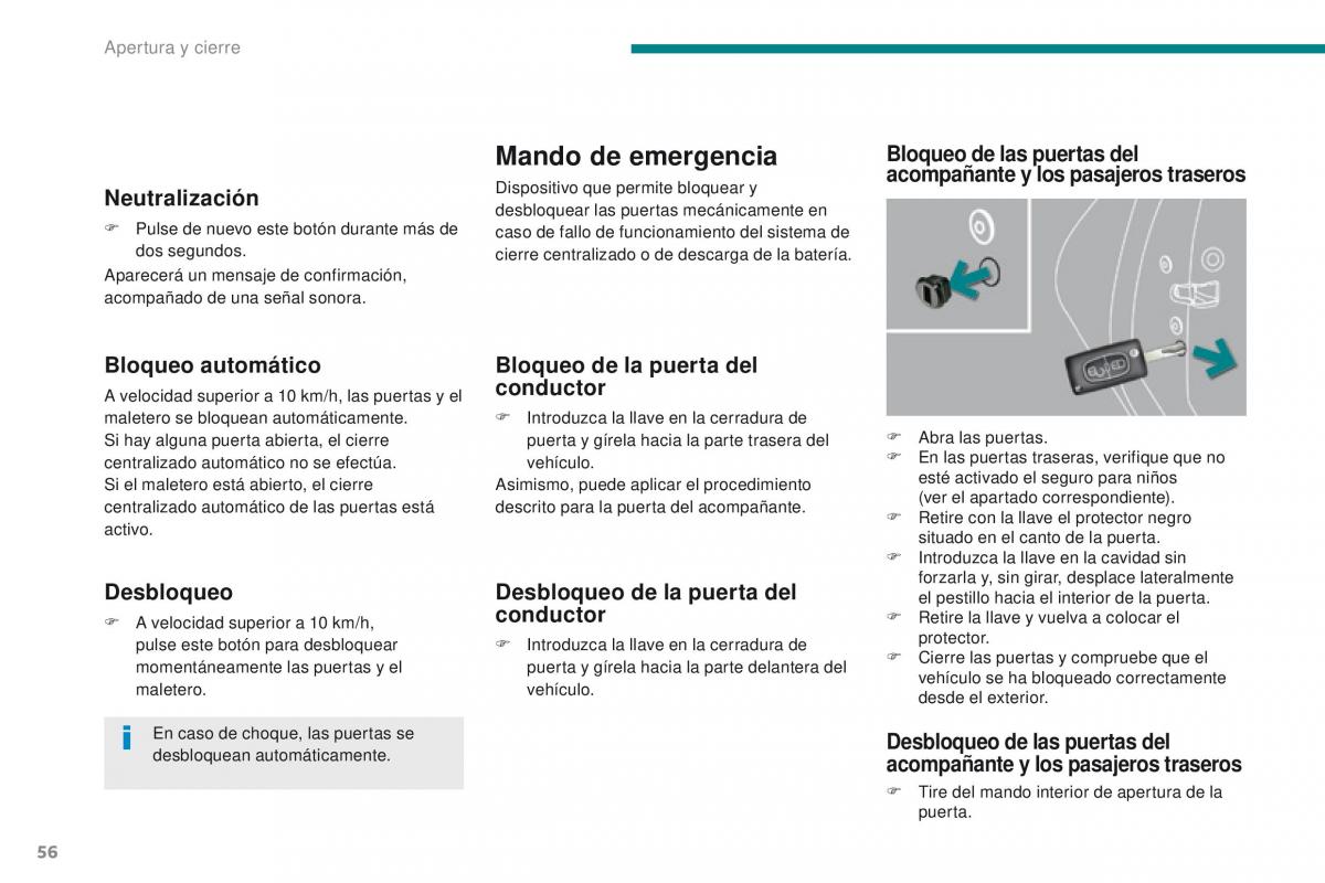 Peugeot 3008 manual del propietario / page 58