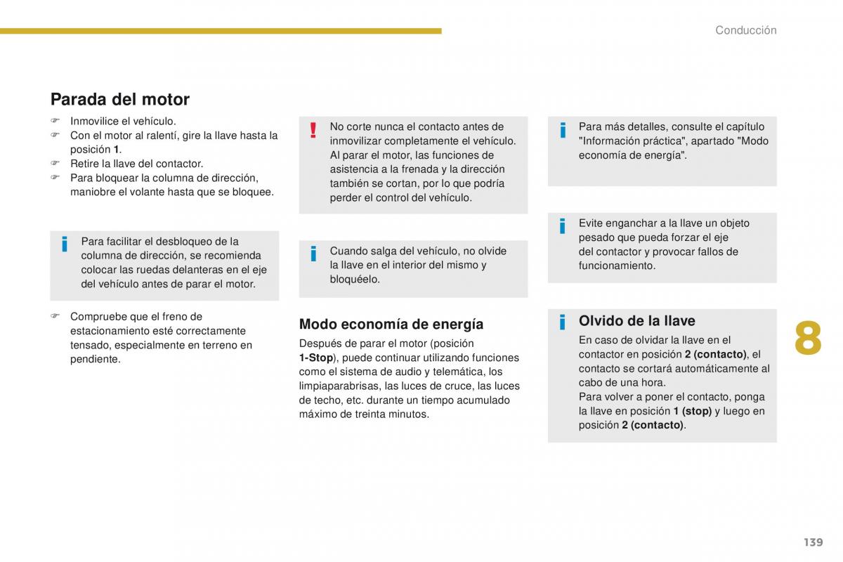 Peugeot 3008 manual del propietario / page 141