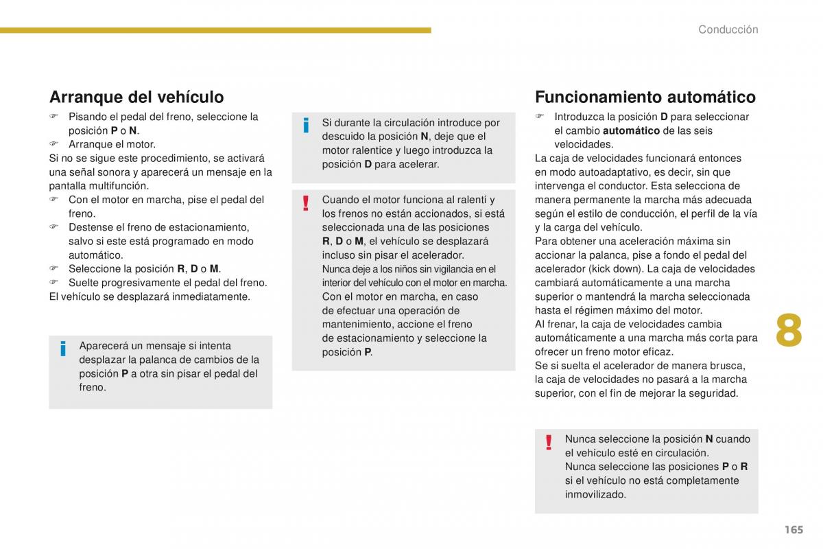 Peugeot 3008 manual del propietario / page 167