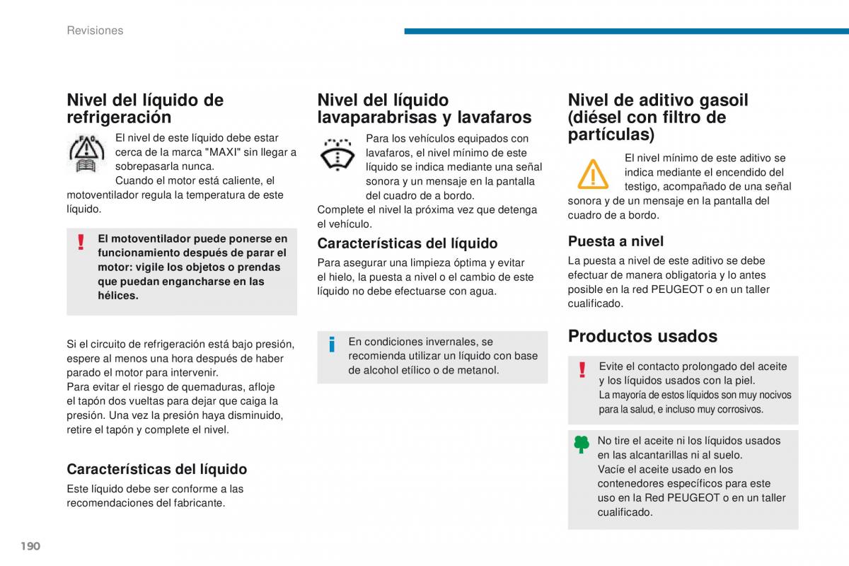 Peugeot 3008 manual del propietario / page 192