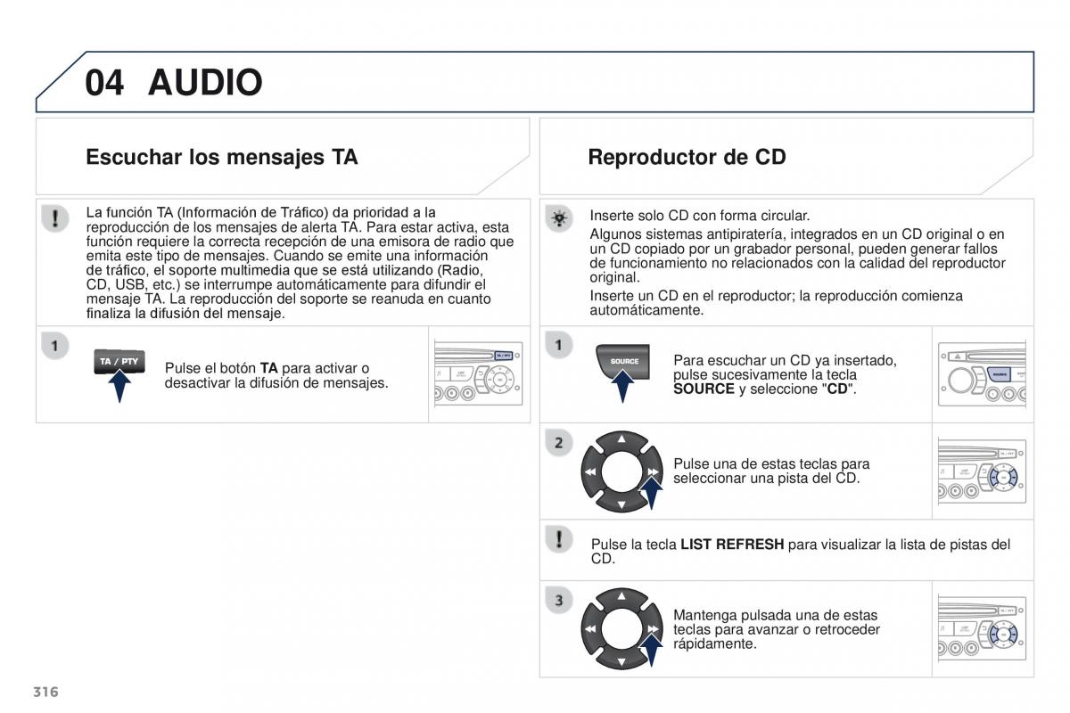 Peugeot 3008 manual del propietario / page 318