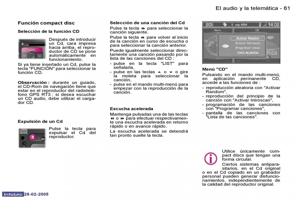 Peugeot 307 manual del propietario / page 66