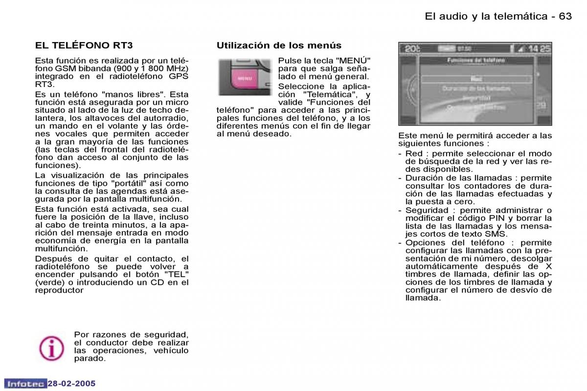 Peugeot 307 manual del propietario / page 68