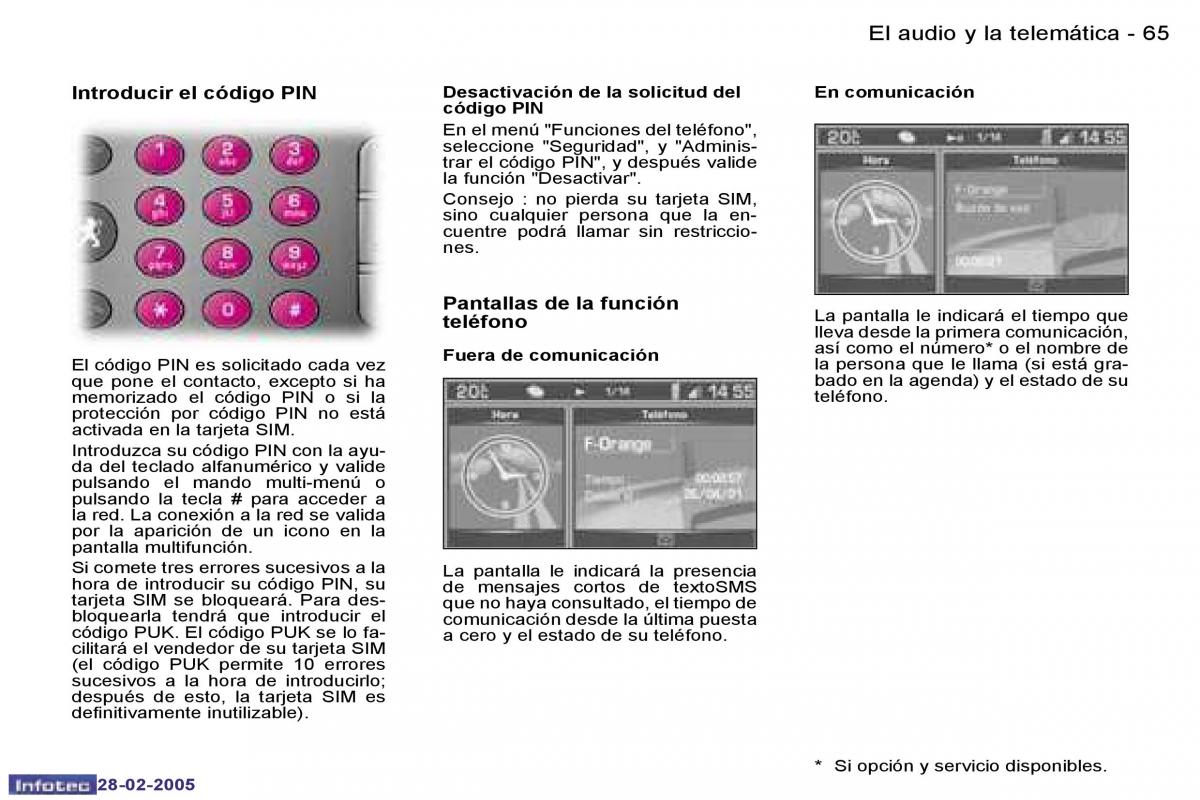 Peugeot 307 manual del propietario / page 70