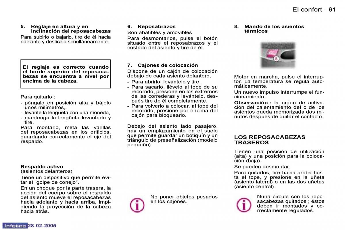 Peugeot 307 manual del propietario / page 96