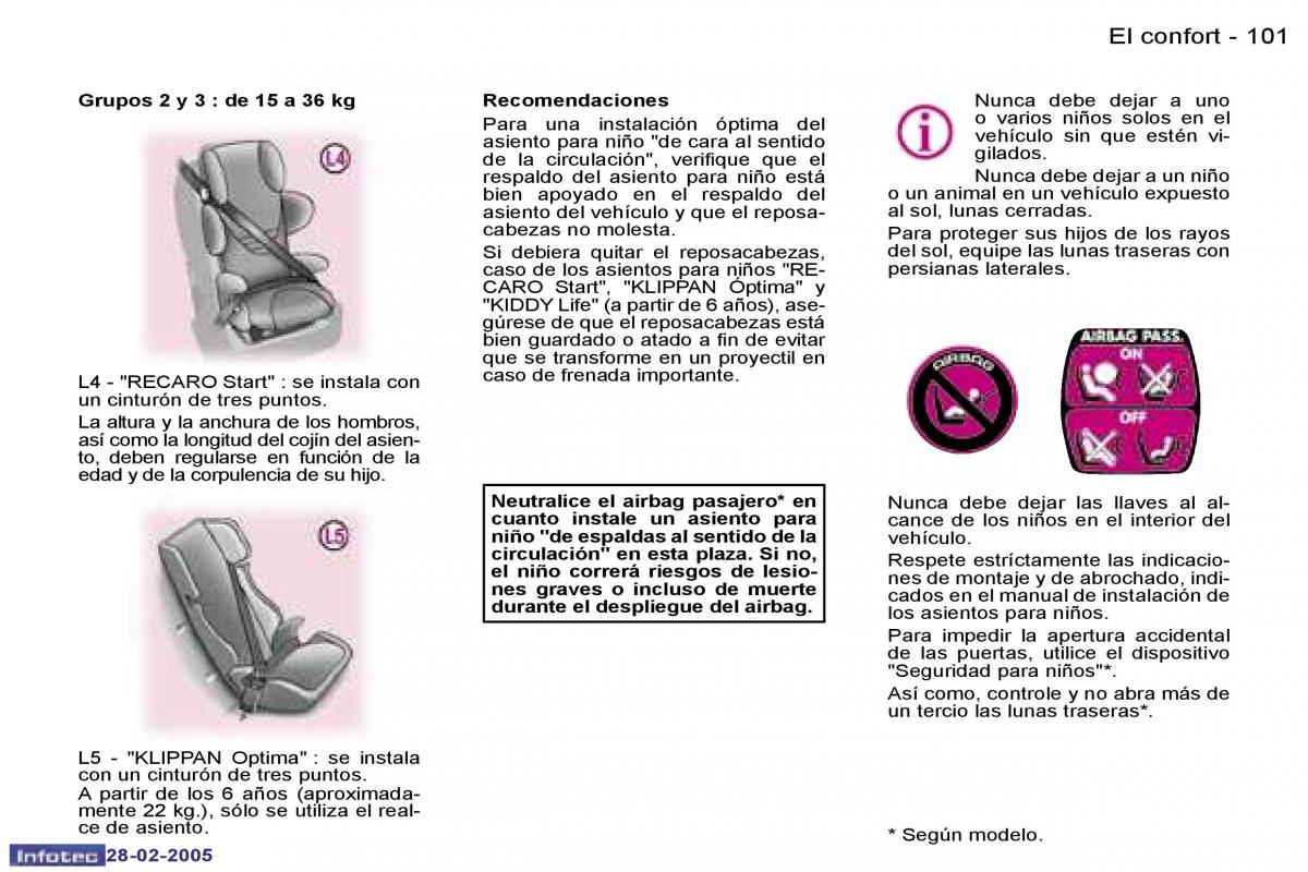 Peugeot 307 manual del propietario / page 107