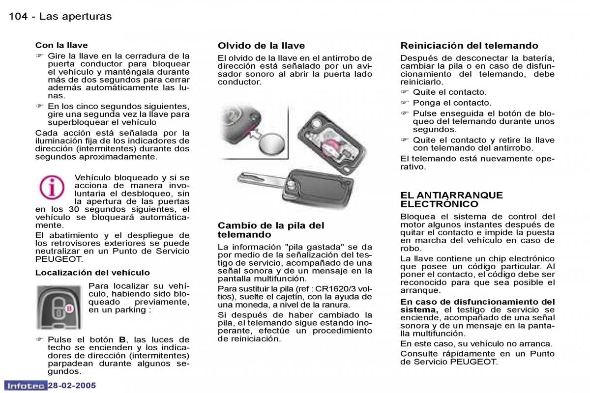 Peugeot 307 manual del propietario / page 110