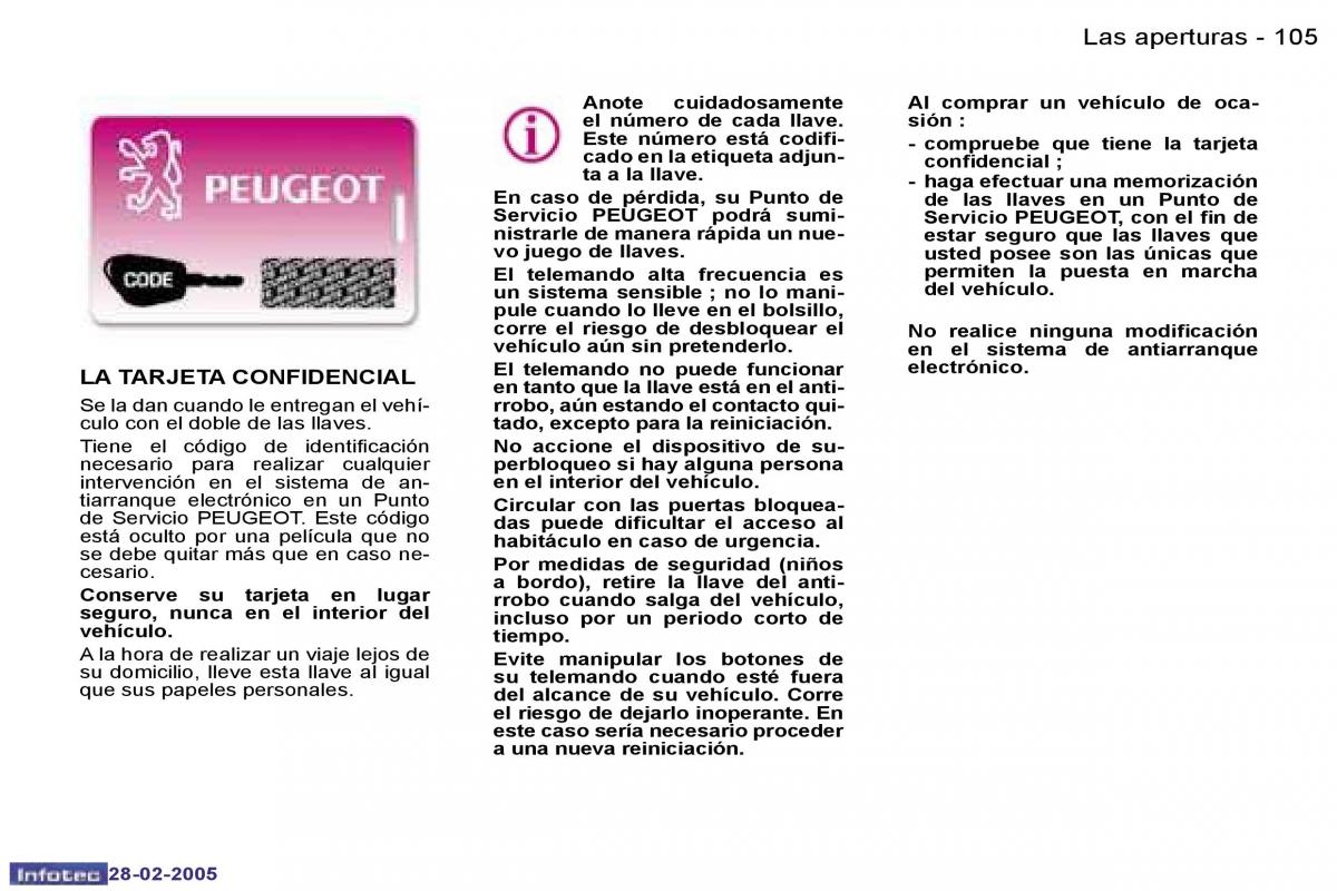 Peugeot 307 manual del propietario / page 111