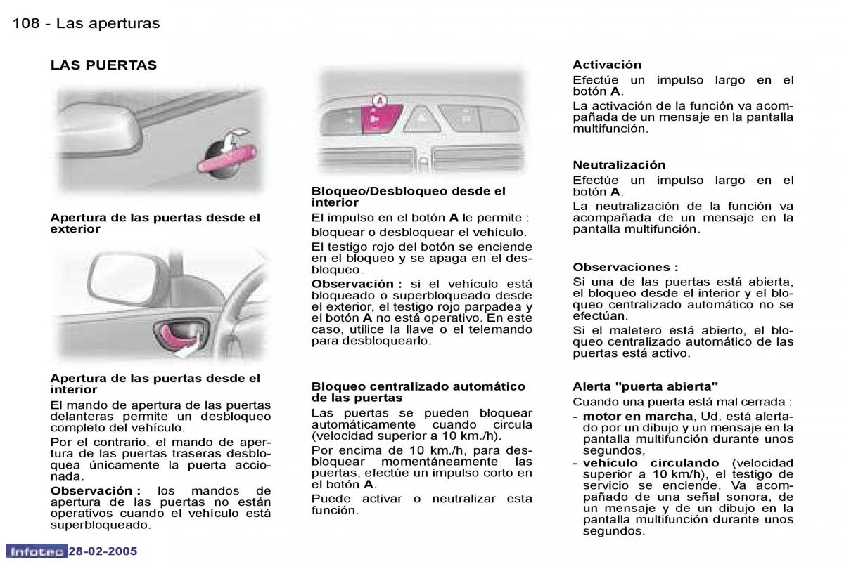 Peugeot 307 manual del propietario / page 116