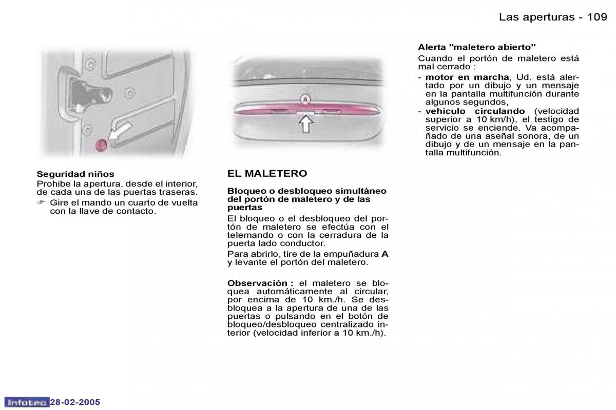 Peugeot 307 manual del propietario / page 117