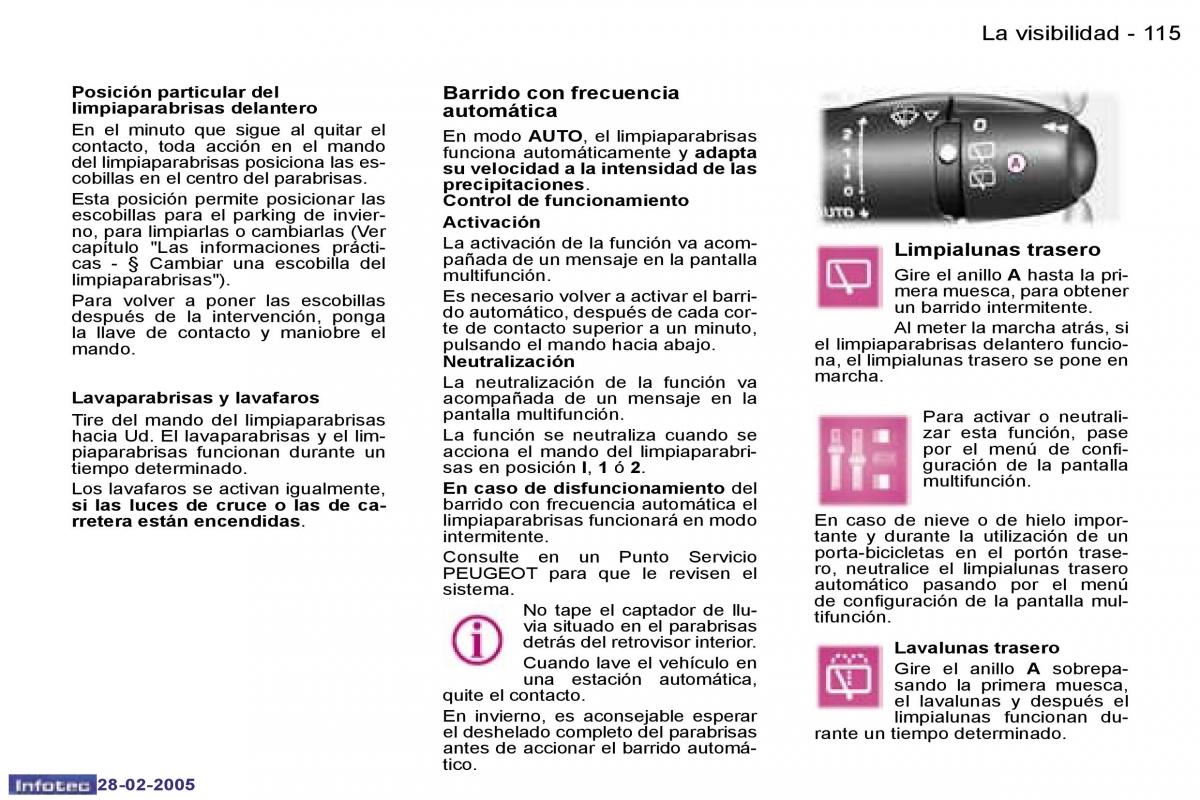 Peugeot 307 manual del propietario / page 128